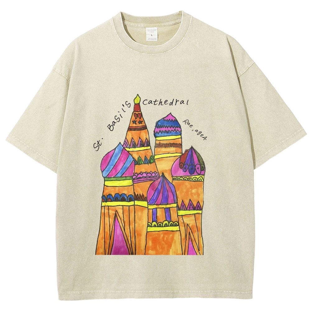 St. Basil's Cathedral Hand Painted Art from a Child's Hands Washed T-shirt