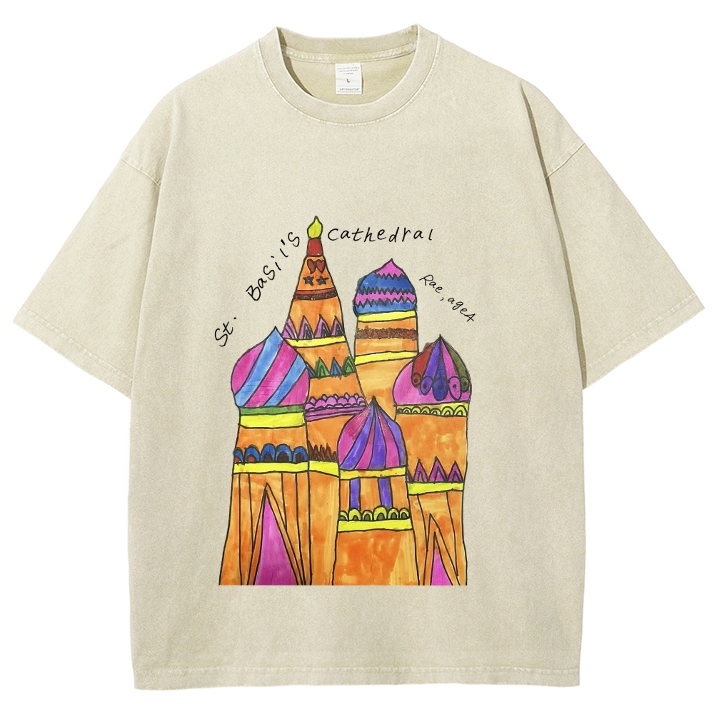 St. Basil's Cathedral Hand Painted Art from a Child's Hands Washed T-shirt