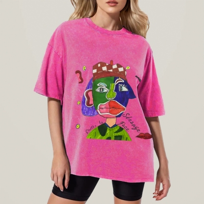 Strange Face Hand Painted Art from a Child's Hands Washed T-shirt