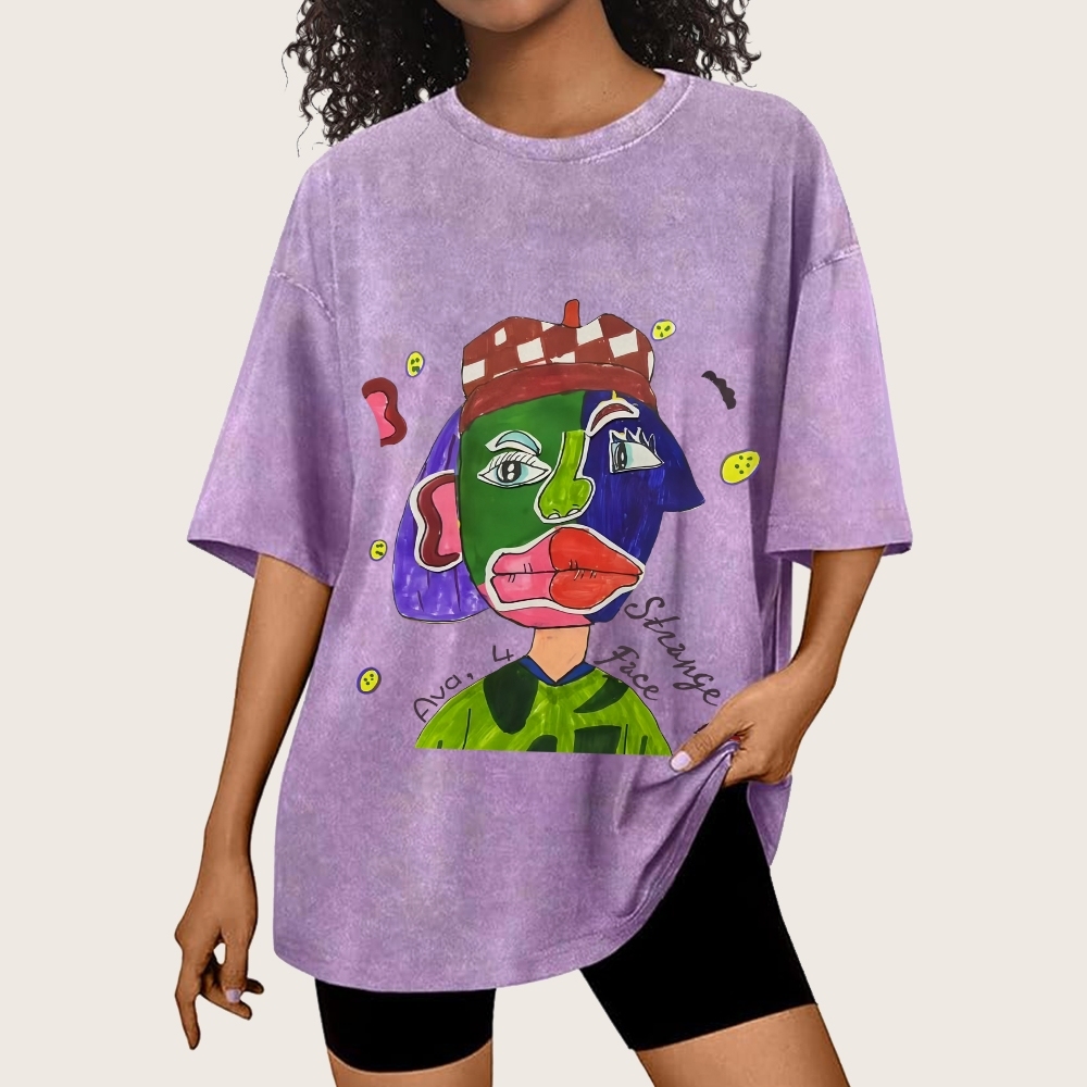 Strange Face Hand Painted Art from a Child's Hands Washed T-shirt