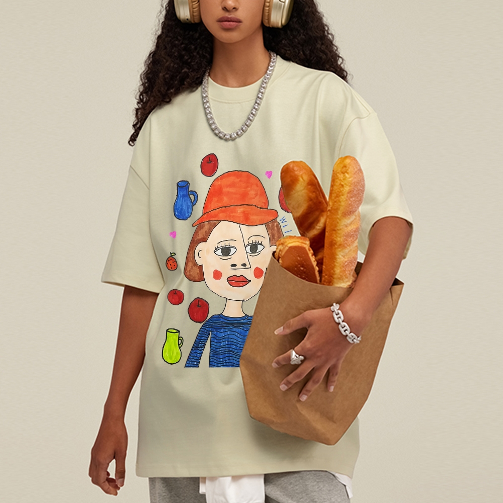 Strange Face Hand Painted Art from a Child's Hands Washed T-shirt