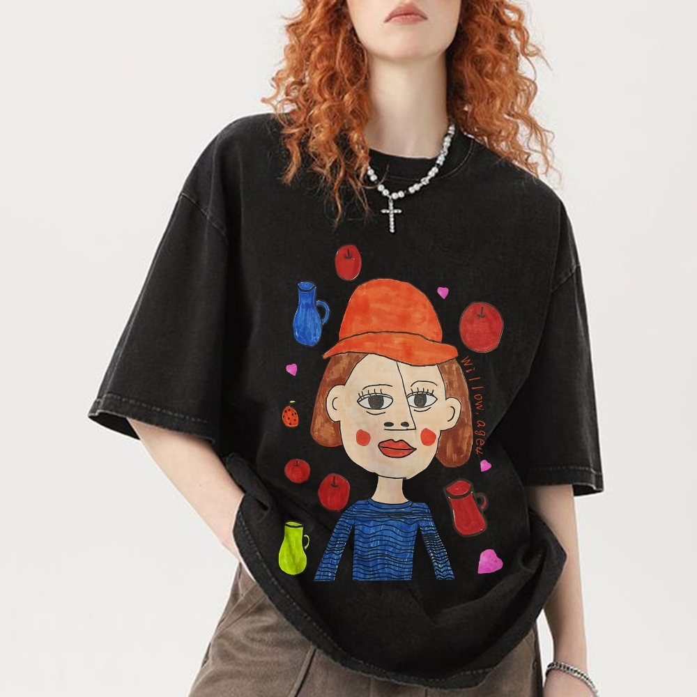 Strange Face Hand Painted Art from a Child's Hands Washed T-shirt