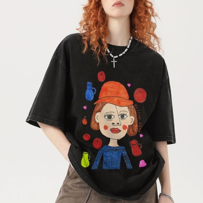 Strange Face Hand Painted Art from a Child's Hands Washed T-shirt