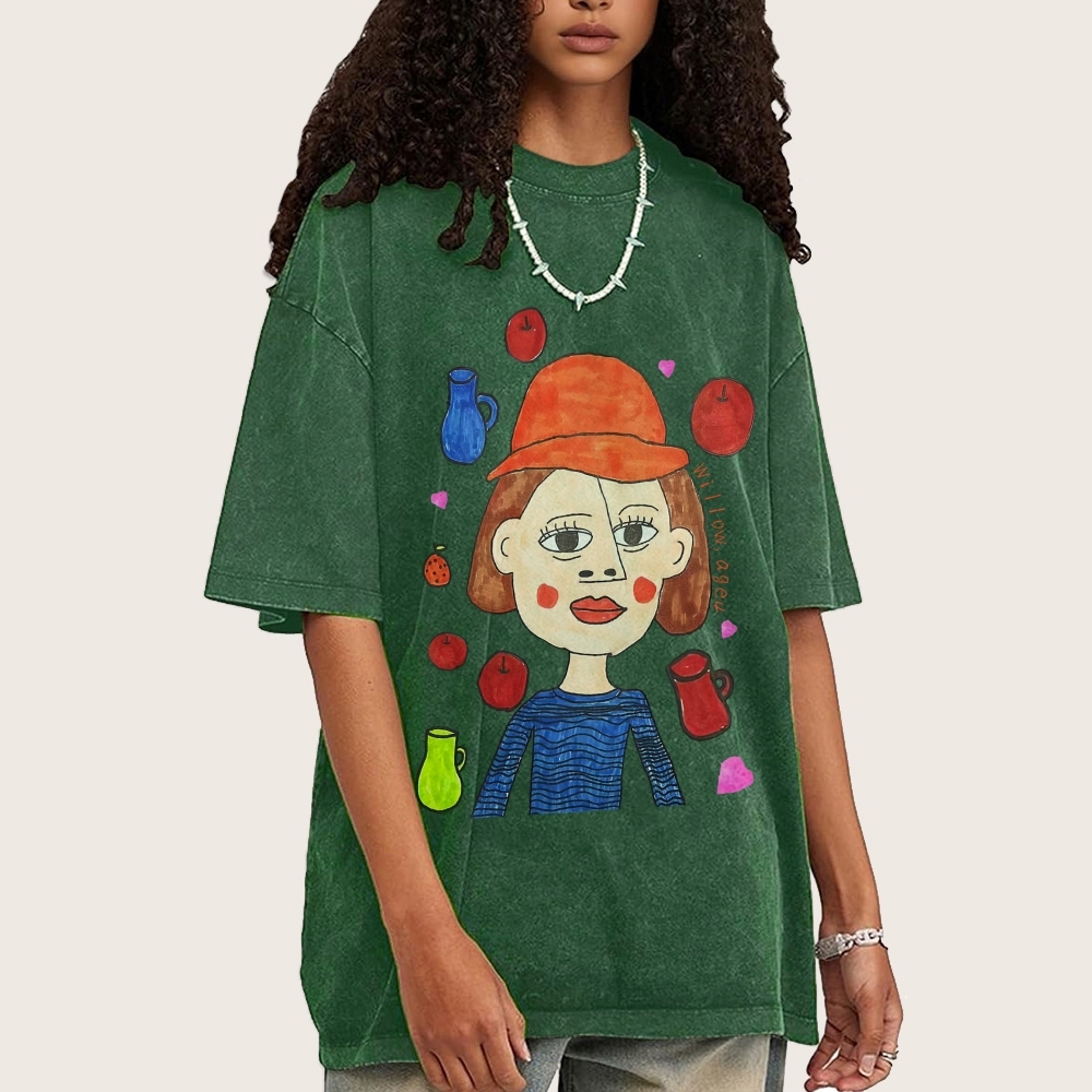 Strange Face Hand Painted Art from a Child's Hands Washed T-shirt