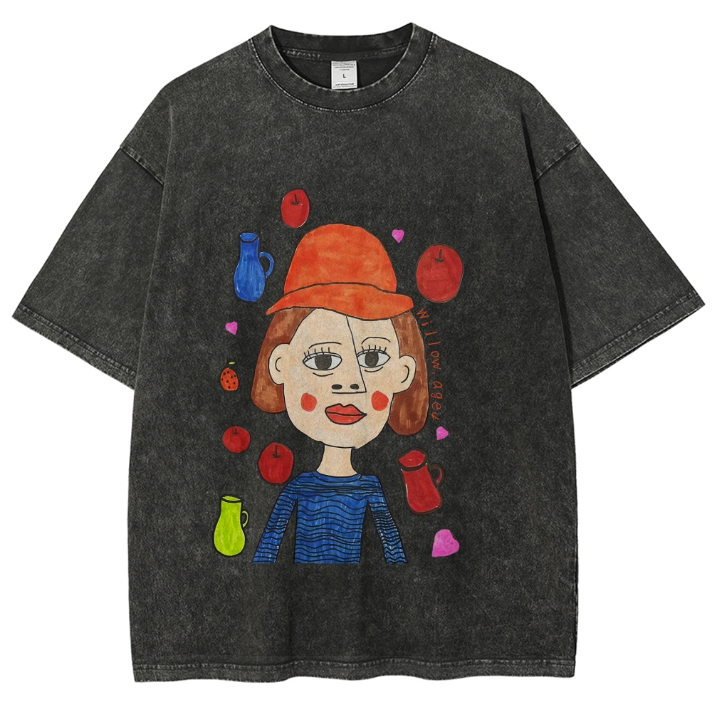 Strange Face Hand Painted Art from a Child's Hands Washed T-shirt