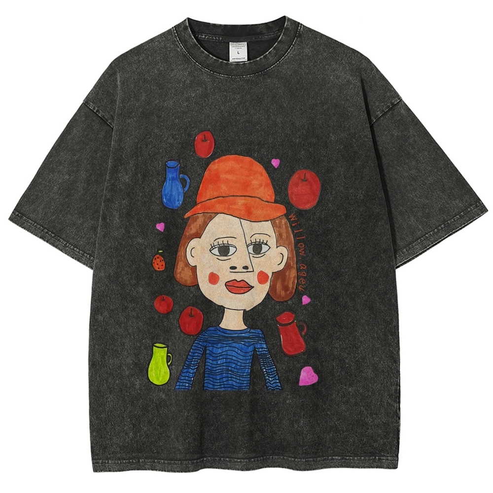 Strange Face Hand Painted Art from a Child's Hands Washed T-shirt