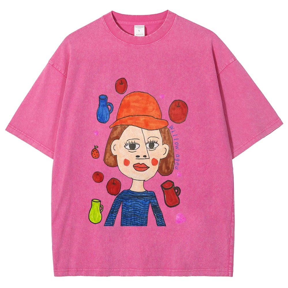 Strange Face Hand Painted Art from a Child's Hands Washed T-shirt