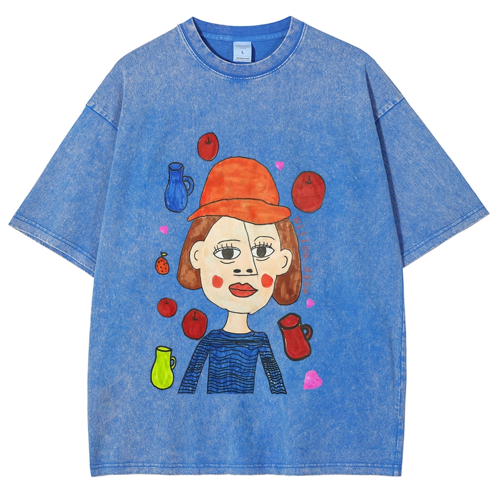 Strange Face Hand Painted Art from a Child's Hands Washed T-shirt