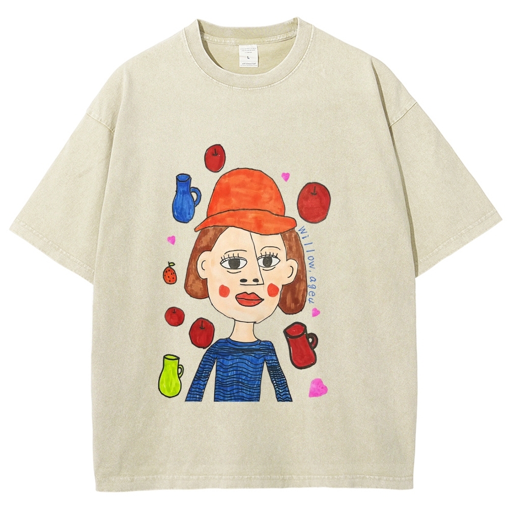 Strange Face Hand Painted Art from a Child's Hands Washed T-shirt