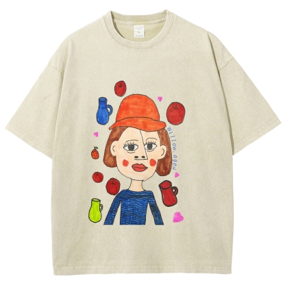 Strange Face Hand Painted Art from a Child's Hands Washed T-shirt
