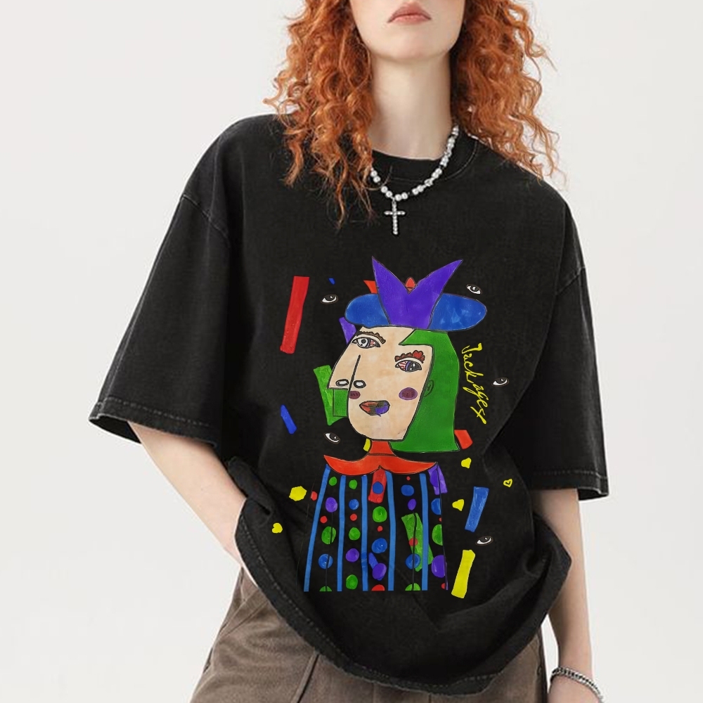 Strange Face Hand Painted Art from a Child's Hands Washed T-shirt