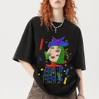 Strange Face Hand Painted Art from a Child's Hands Washed T-shirt