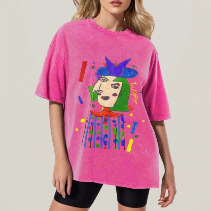 Strange Face Hand Painted Art from a Child's Hands Washed T-shirt