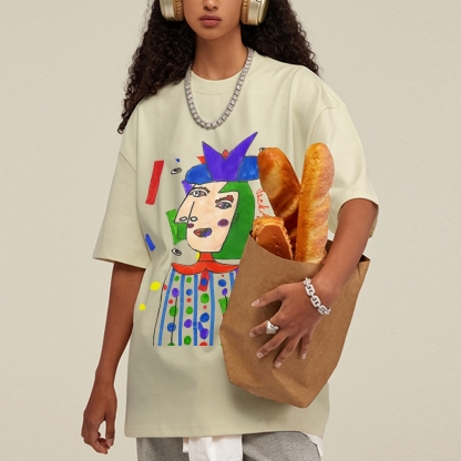 Strange Face Hand Painted Art from a Child's Hands Washed T-shirt