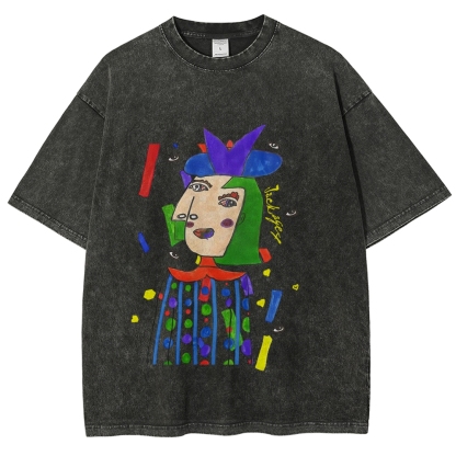 Strange Face Hand Painted Art from a Child's Hands Washed T-shirt