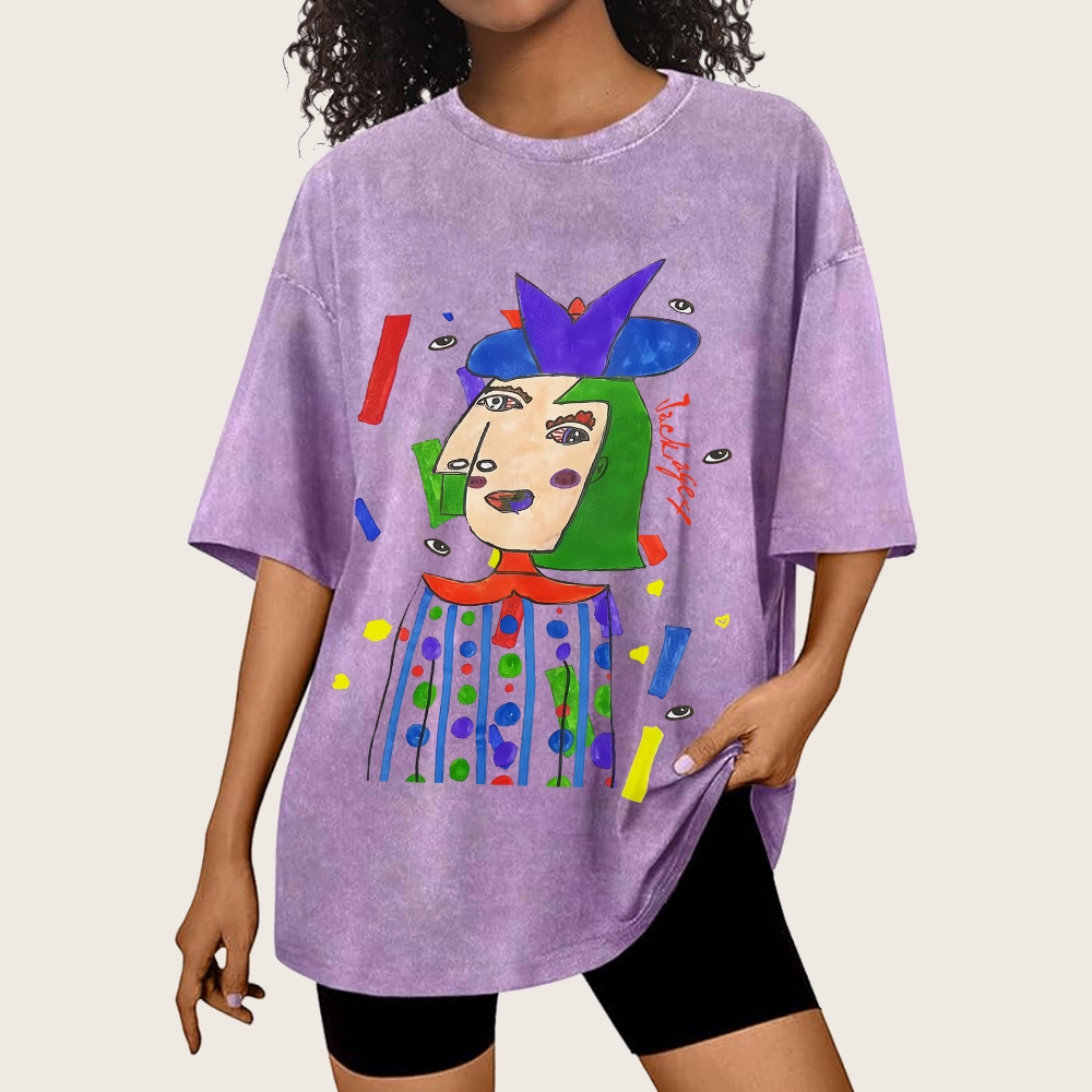 Strange Face Hand Painted Art from a Child's Hands Washed T-shirt