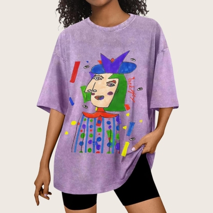 Strange Face Hand Painted Art from a Child's Hands Washed T-shirt