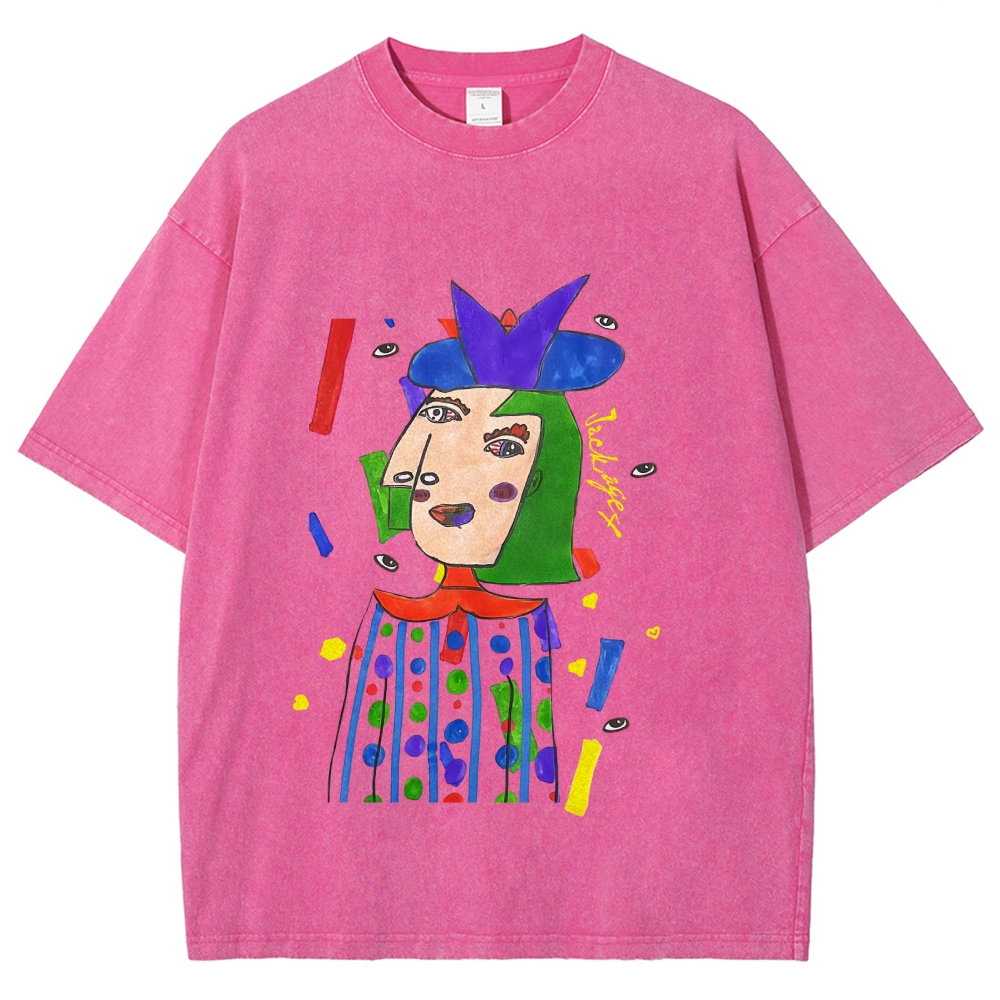 Strange Face Hand Painted Art from a Child's Hands Washed T-shirt