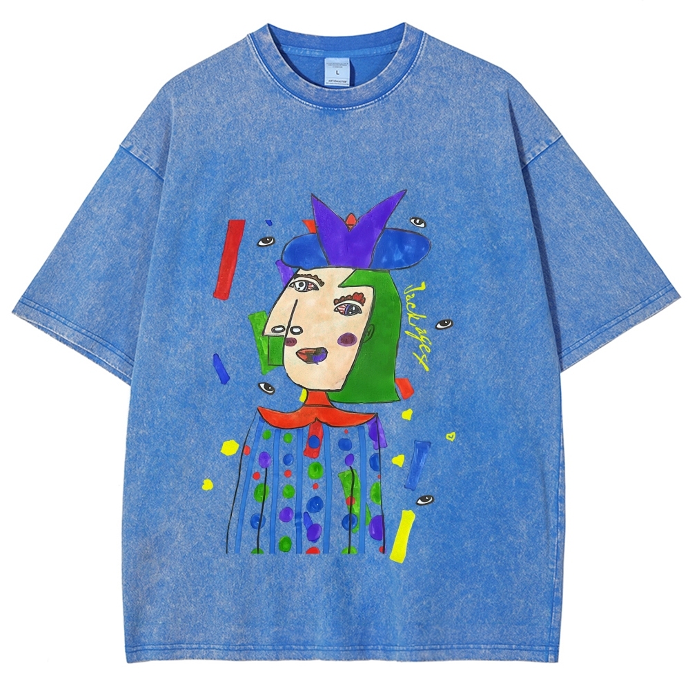 Strange Face Hand Painted Art from a Child's Hands Washed T-shirt