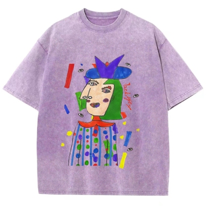 Strange Face Hand Painted Art from a Child's Hands Washed T-shirt