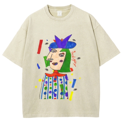 Strange Face Hand Painted Art from a Child's Hands Washed T-shirt