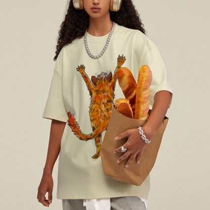 Cat Hand Painted Art from a Child's Hands Washed T-shirt