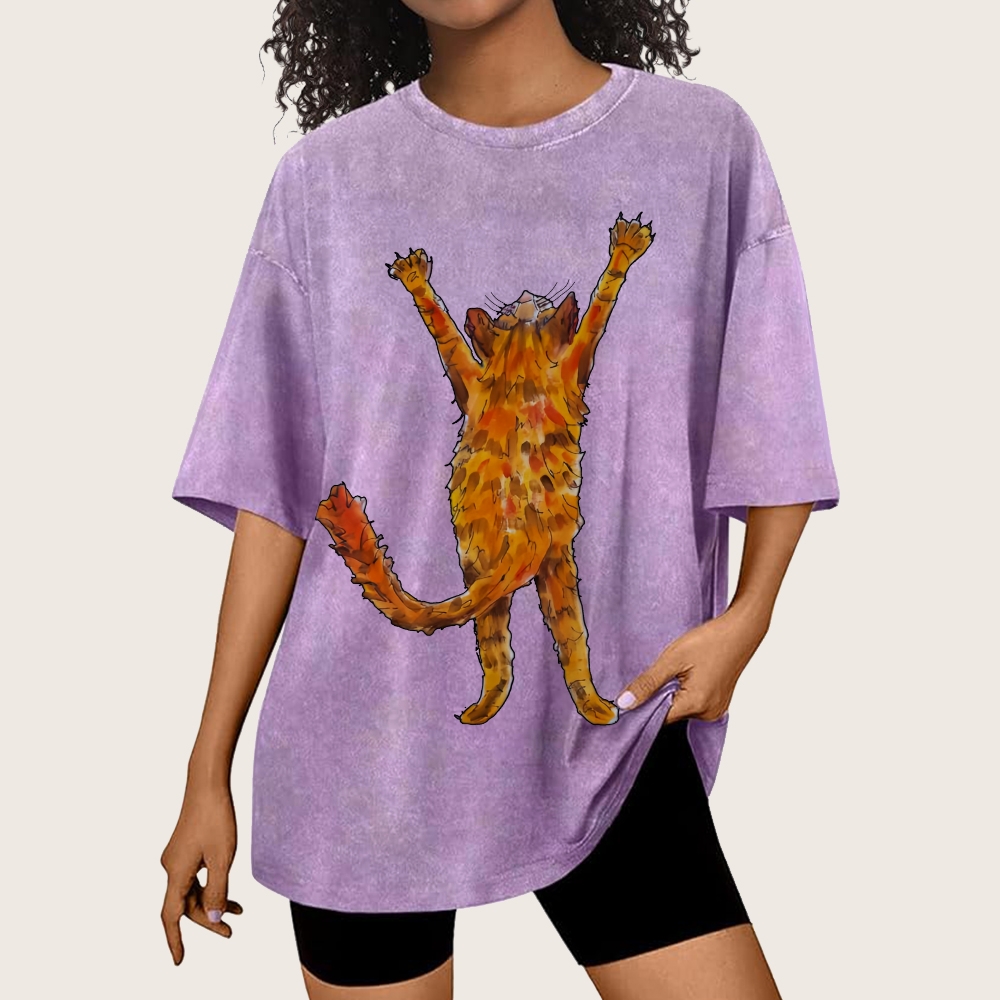 Cat Hand Painted Art from a Child's Hands Washed T-shirt