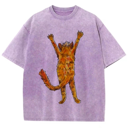 Cat Hand Painted Art from a Child's Hands Washed T-shirt