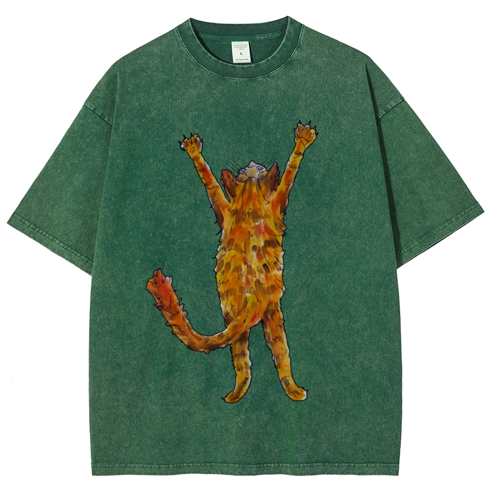 Cat Hand Painted Art from a Child's Hands Washed T-shirt