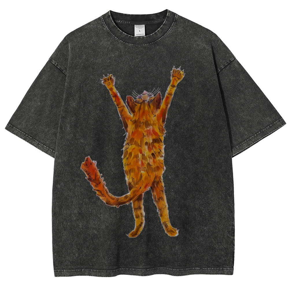 Cat Hand Painted Art from a Child's Hands Washed T-shirt