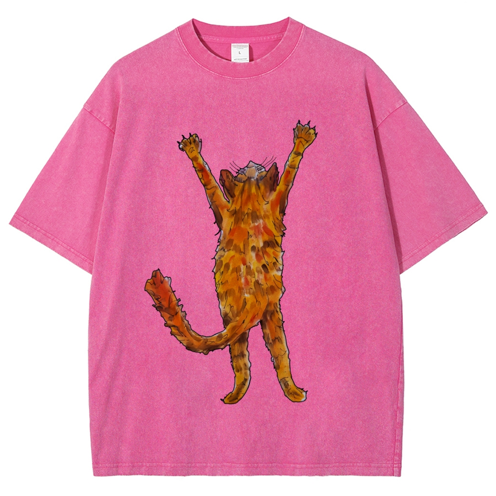 Cat Hand Painted Art from a Child's Hands Washed T-shirt