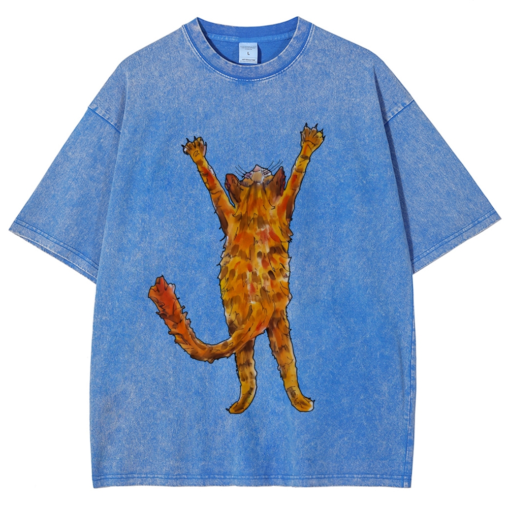 Cat Hand Painted Art from a Child's Hands Washed T-shirt