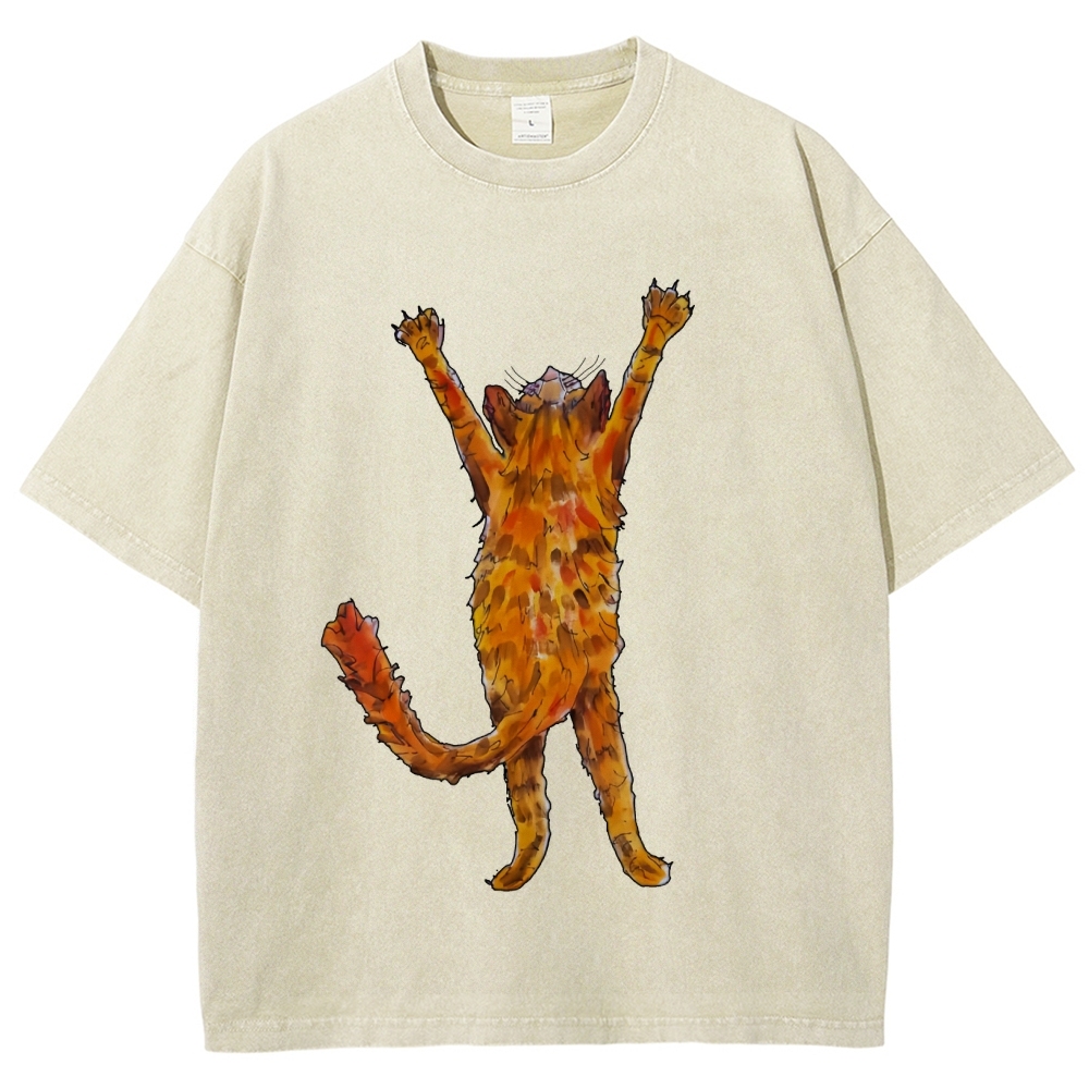 Cat Hand Painted Art from a Child's Hands Washed T-shirt