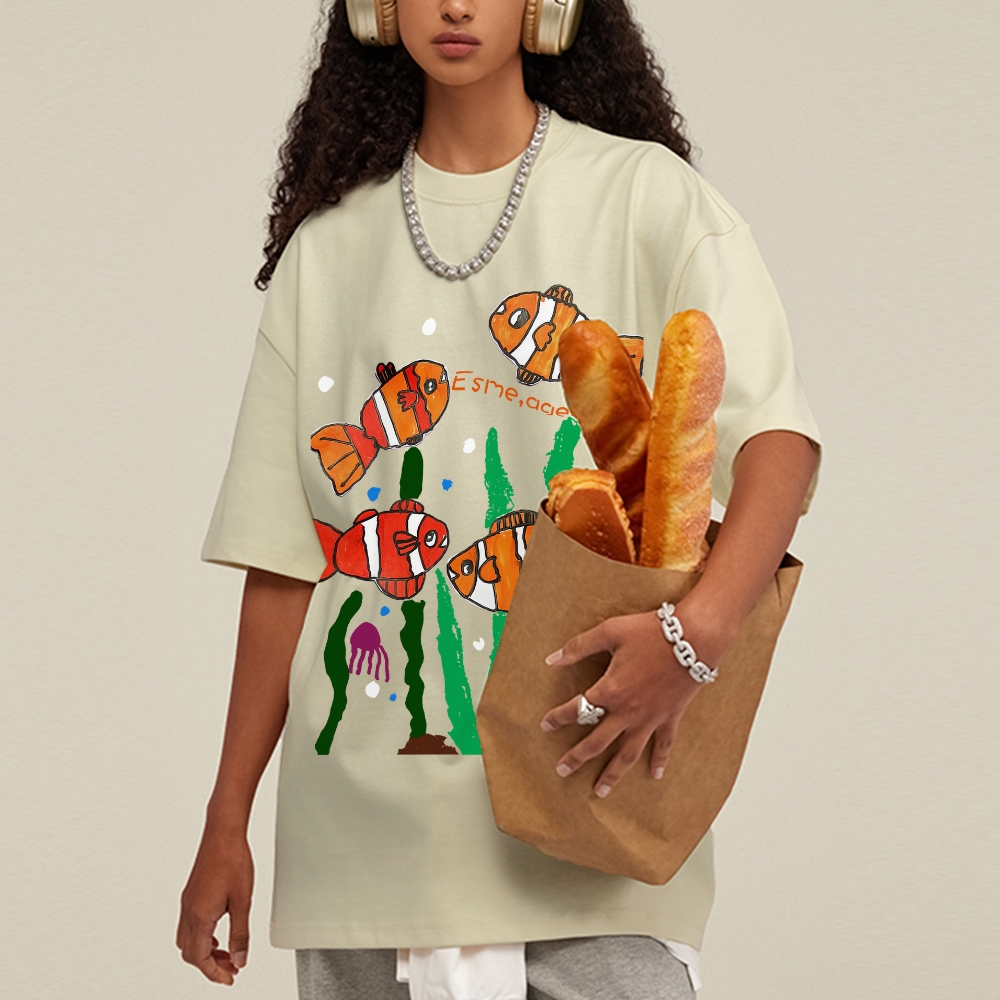 Happy Clownfish Hand Painted Art from a Child's Hands Washed T-shirt