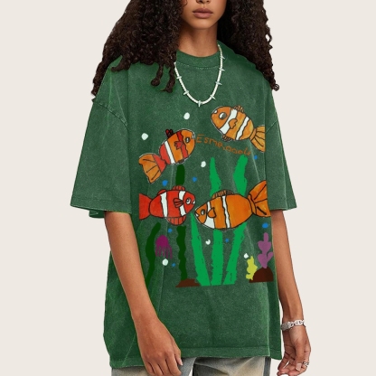 Happy Clownfish Hand Painted Art from a Child's Hands Washed T-shirt