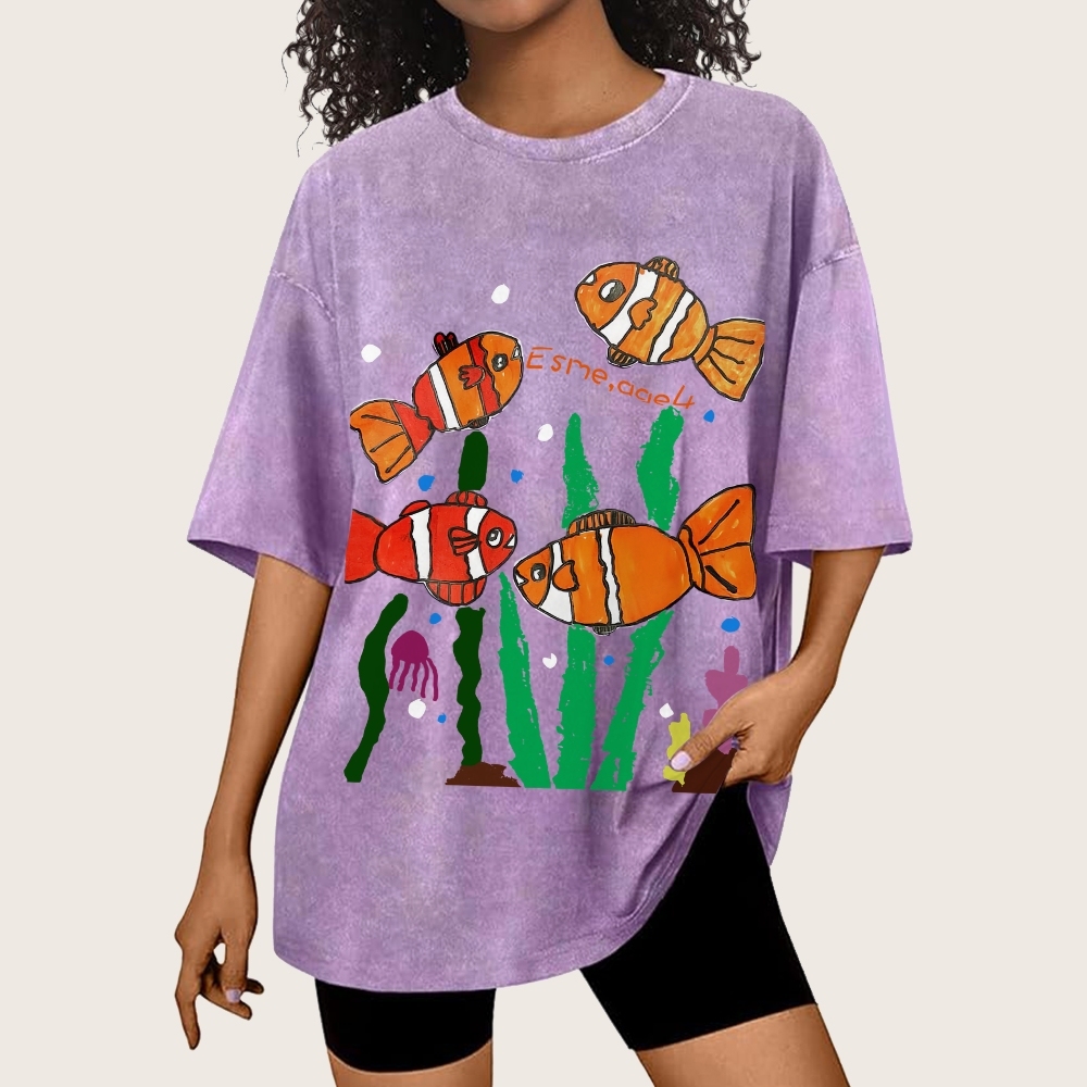 Happy Clownfish Hand Painted Art from a Child's Hands Washed T-shirt