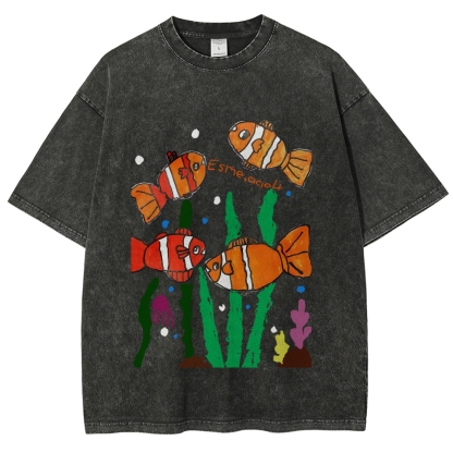 Happy Clownfish Hand Painted Art from a Child's Hands Washed T-shirt