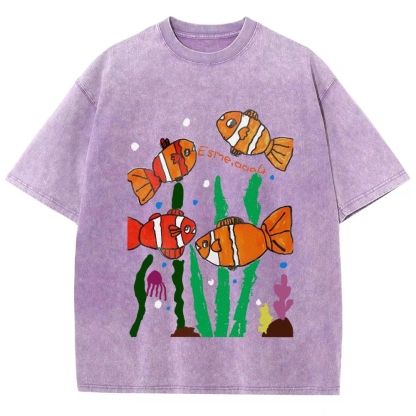 Happy Clownfish Hand Painted Art from a Child's Hands Washed T-shirt