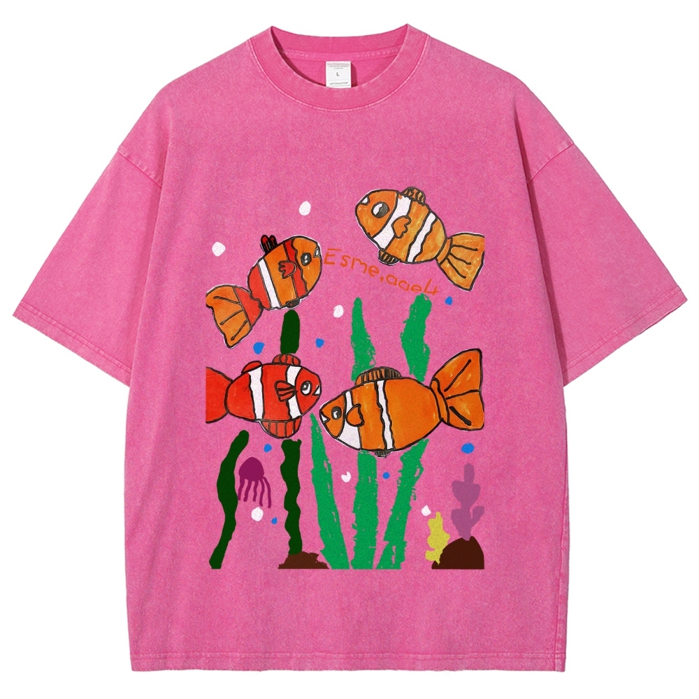 Happy Clownfish Hand Painted Art from a Child's Hands Washed T-shirt