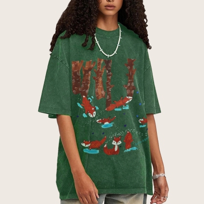 Happy Little Fox Hand Painted Art from a Child's Hands Washed T-shirt