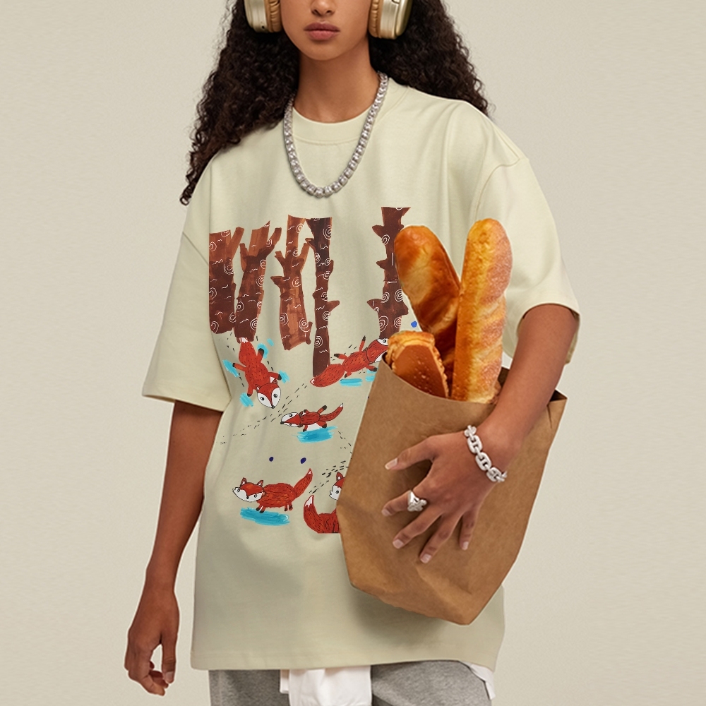 Happy Little Fox Hand Painted Art from a Child's Hands Washed T-shirt