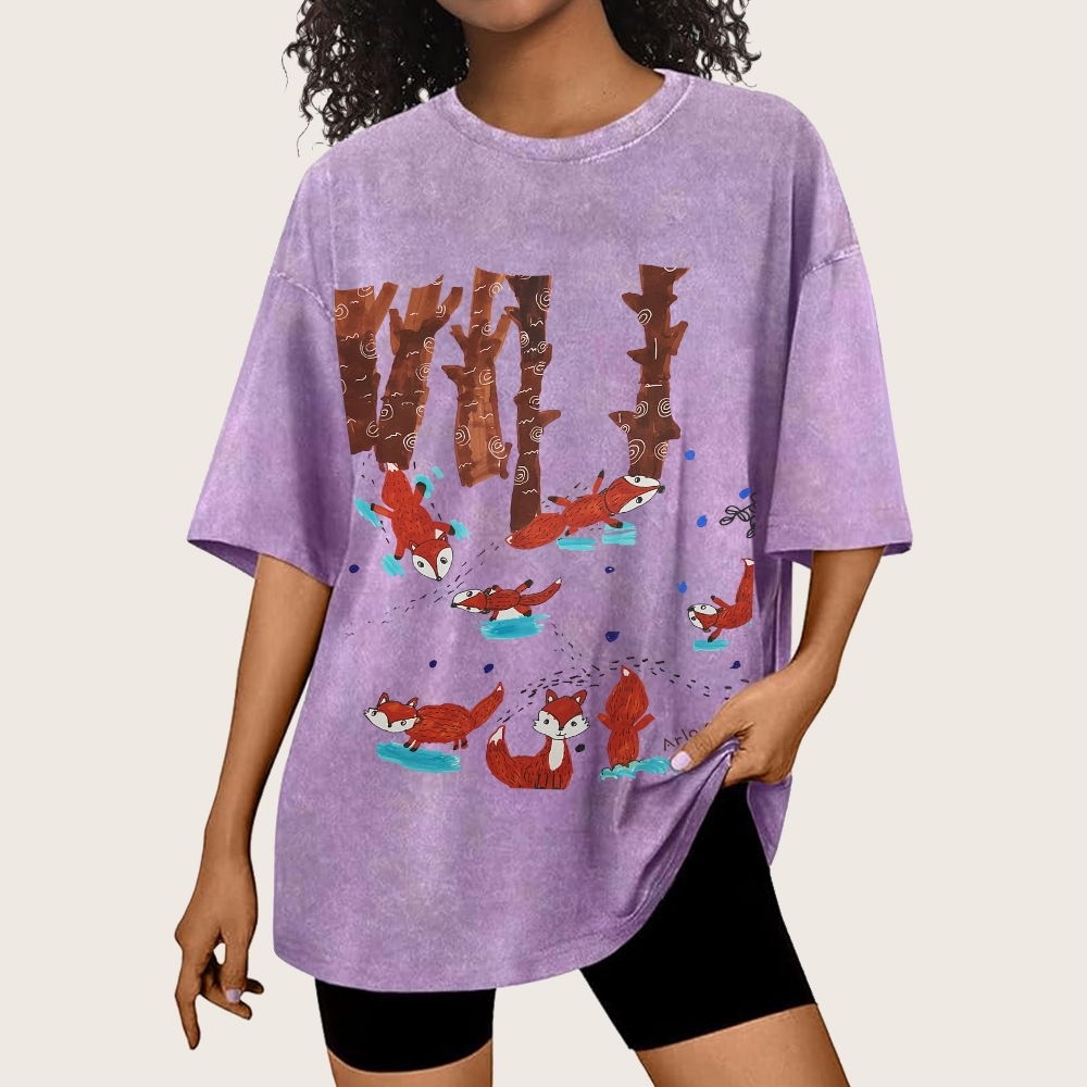 Happy Little Fox Hand Painted Art from a Child's Hands Washed T-shirt