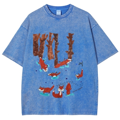 Happy Little Fox Hand Painted Art from a Child's Hands Washed T-shirt