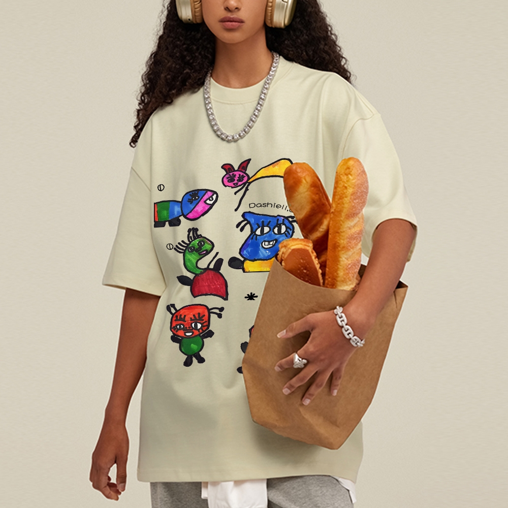 Miró's Symbol Hand Painted Art from a Child's Hands Washed T-shirt