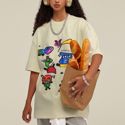 Miró's Symbol Hand Painted Art from a Child's Hands Washed T-shirt