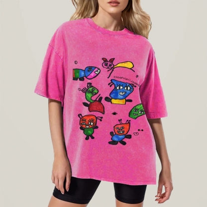 Miró's Symbol Hand Painted Art from a Child's Hands Washed T-shirt