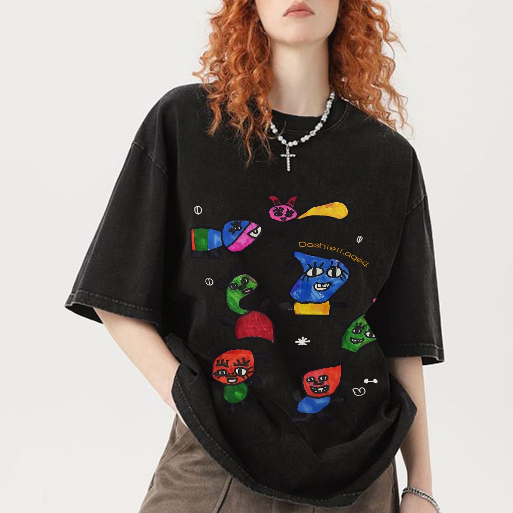 Miró's Symbol Hand Painted Art from a Child's Hands Washed T-shirt