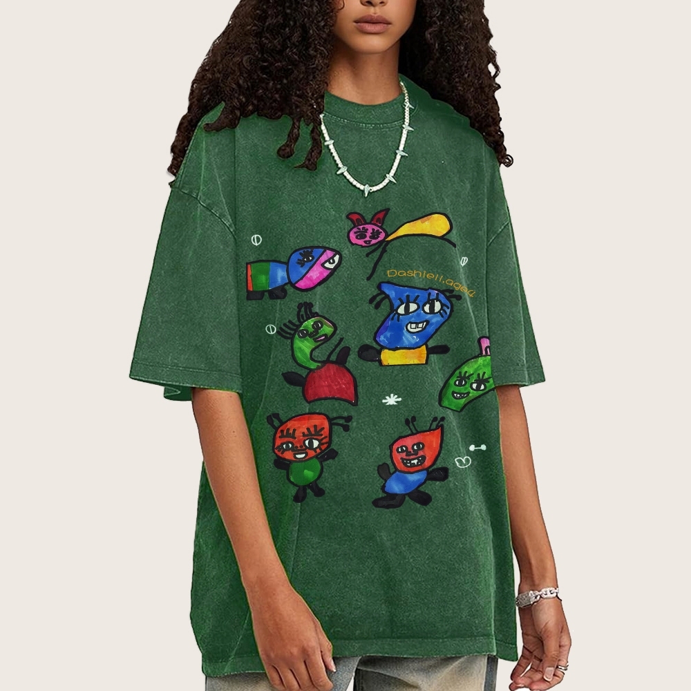 Miró's Symbol Hand Painted Art from a Child's Hands Washed T-shirt