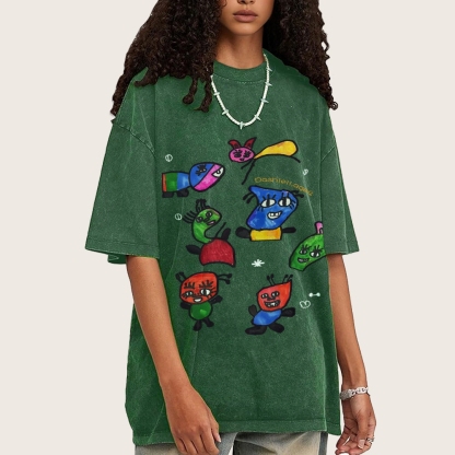 Miró's Symbol Hand Painted Art from a Child's Hands Washed T-shirt