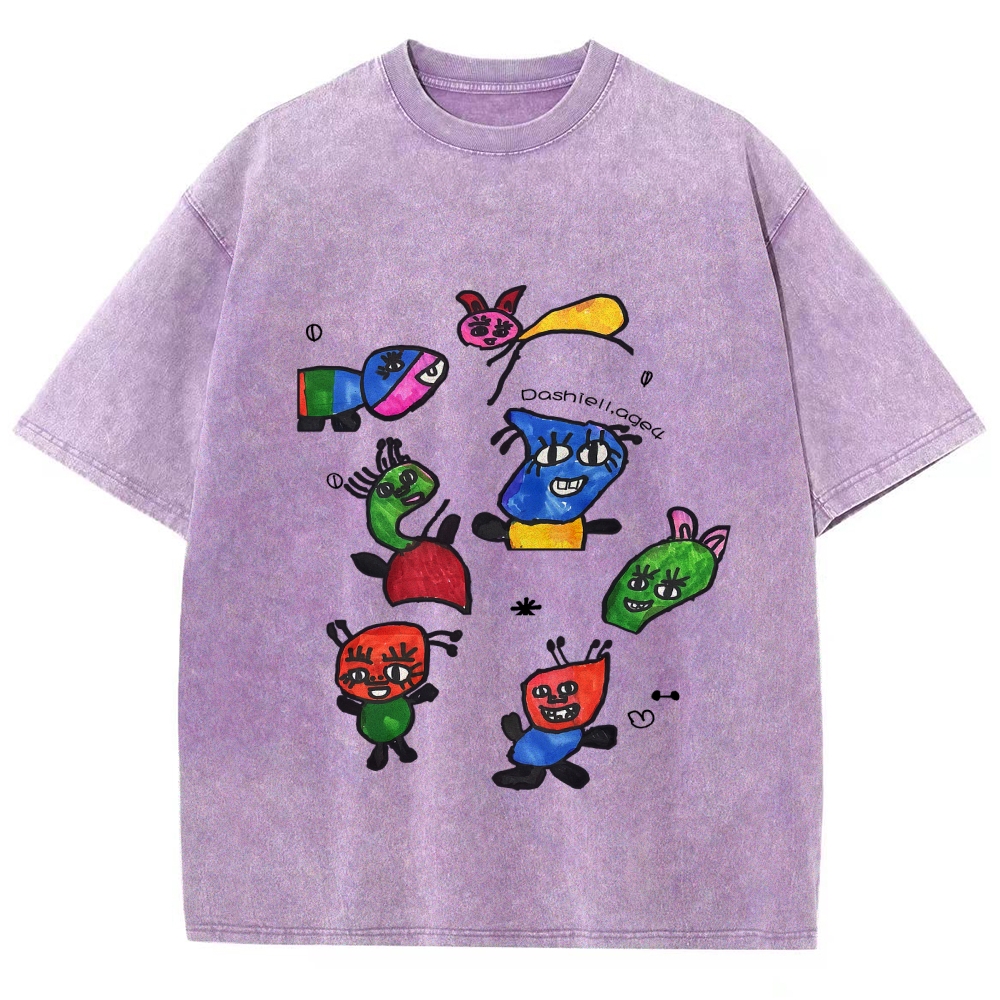 Miró's Symbol Hand Painted Art from a Child's Hands Washed T-shirt